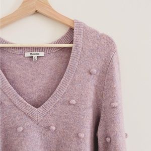 Madewell Bobble Dashwood V Neck Sweater In Coziest Yarn